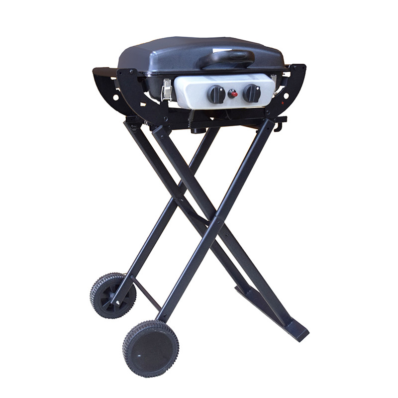 2bunnere udendørs camping bærbar grill gas grill grillbar med vogn