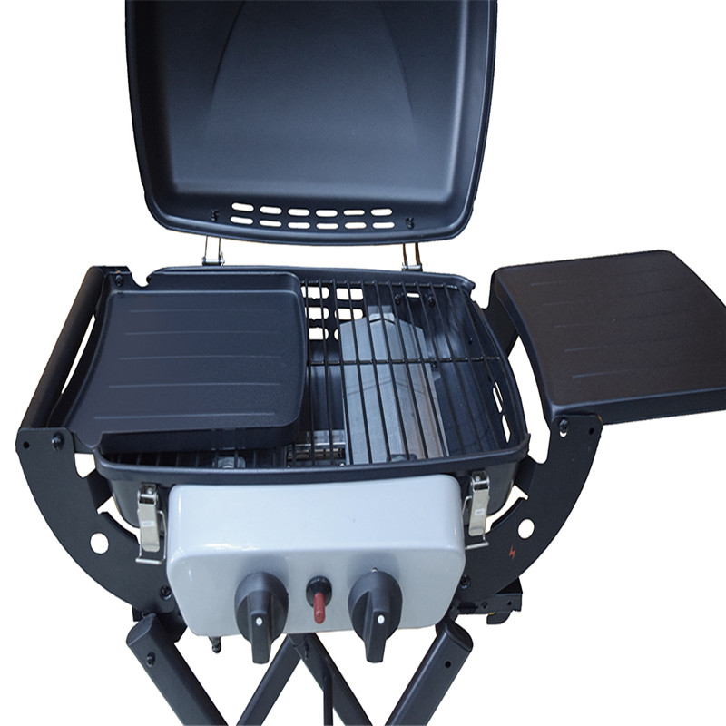 2bunnere udendørs camping bærbar grill gas grill grillbar med vogn